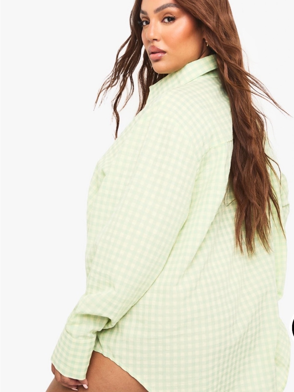 Plus Gingham button down top - Picture 3 of 3